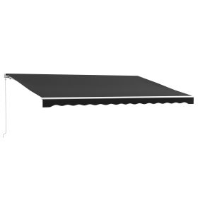 16'x10' Electric Retractable Awning Sunshade Shelter with Remote Controller, Crank Handle for Deck Balcony Yard, Black