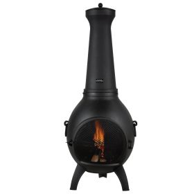 VEVOR Chiminea, 18 Inch Outdoor Wood Burning Firepit, Spherical Fireplace for BBQ & Warming, Outside Wooden Fire Pit with Grill Mesh