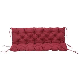 fOutdoor Bench Cushion Tufted 3-Seater for Swing Chair Patio Sofa Wine Red