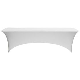 VEVOR 6 Pack Table Cloth for 8FT Rectangular Fitted Events, Wrinkle-Resistant Stretch White Table Covers, Washable Spandex Tablecloth Protector