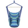 Distinctive Cotton Canvas Hanging Rope Chair with Pillows Blue