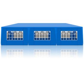 h10'x30' Outdoor Party Tent with 8 Removable Sidewalls, Waterproof Canopy Patio Wedding Gazebo, Blue