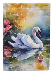 Swan House Flag Large Porch Sleeve Pole Decorative Outside Yard Banner Artwork Wall Hanging, Polyester, House Size, Multicolor