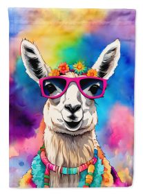 Hippie Animal Llama House Flag Large Porch Sleeve Pole Decorative Outside Yard Banner Artwork Wall Hanging, Polyester, House Size, Multicolor