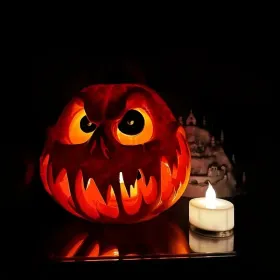 Halloween Giant Pumpkin Resin Decoration | Spooky Skull Head With Eerie Facial Features, Hollow Design For Indoor/Outdoor Festive Decor, Hallowee (Option: 1PCs)
