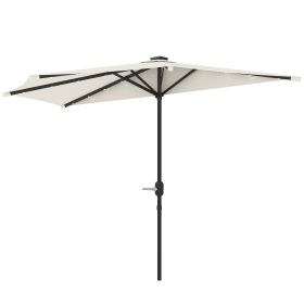 umHalf Outdoor Patio Umbrella,  Small Vented Half Patio Umbrella With Crank 8 Ribs For Balcony Porch Garden Deck Poolside, Cream White (Option: Cream White)