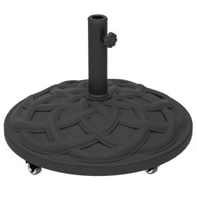 umRound Patio Umbrella Base With Wheels, 44 Lbs Resin Umbrella Stand Base, Heavy Duty Patio Umbrella Holder For 1.31.51.9 Umbrella Poles For Outdoo (Option: Black)