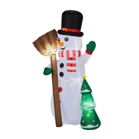6.2FT Lighted Christmas Inflatable Decoration, Inflatable Snowman Holding Groom, Funny Blow Up Yard Decorations With Built-in LED Lights For Holi (Option: Style1)
