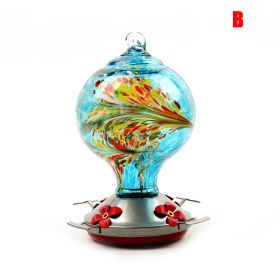 Hummingbird Feeder For Outdoors Hand Blown Colorful Glass Feeder With Ant Moat Gardening Supplies Bird Feeder Ant Proof (Variation Value 1: b)
