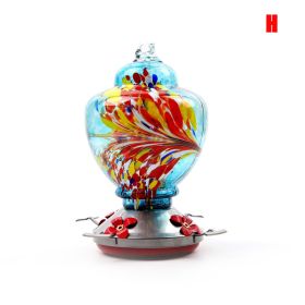 Hummingbird Feeder For Outdoors Hand Blown Colorful Glass Feeder With Ant Moat Gardening Supplies Bird Feeder Ant Proof (Variation Value 1: h)