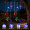 Solar Moon and Star Wind Chime 7 Color Changing Wind Chime for Outside IPX4 Waterproof Outdoor Garden Yard Decor