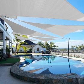 Artpuch Custom Size Light Gray Sun Shade Sail Triangle Canopy 185 GSM Durable Fabric UV Block Awning for Outdoor Patio Garden Backyard (Customize (Color: Light Gray, size: 15x23x27.5)