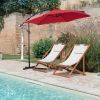 1 Piece 10ft Classic Hanging Umbrella Patio Shade Offset Outdoor Market Umbrella with Cross Base Waterproof UV Protection Burgundy