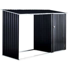 Firewood Storage Shed, Outdoor Firewood Rack, Outdoor Storage Shed with Log Holder, Firewood Shelter for Patio, Anthracite Galvanized Steel (Color: as Pic)