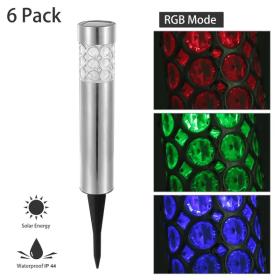 lSolarek 6 Pack Outdoor Solar Light IP44 Waterproof RGB Garden Lamp Landscape Lawn Decor Light (Option: Silver)